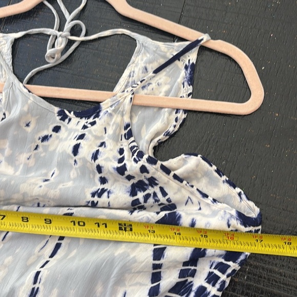 Cloth & Stone Tie Dye Mini Dress Tie Back Blue white size XS - Picture 11 of 12